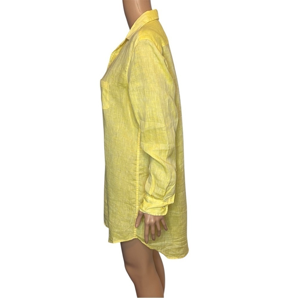 Frank & Eileen Linen Mary Shirt dress Bright Yellow Size Small Casual Resortwear - Picture 4 of 11